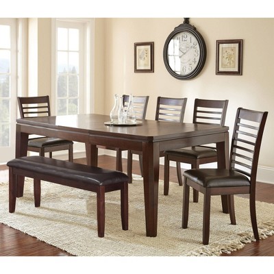 7pc Ally Extendable Dining Table Set Espresso - Steve Silver Co.: Locking Leaf, Ladderback Chairs