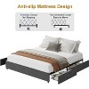 Fabric Upholstered Platform Bed Frame with 4 Storage Drawers, Wooden Slat Support, Noise-Free Design, Easy Assembly, No Box Spring Required. - 4 of 4