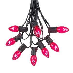Novelty Lights 25 Feet C7 Christmas String Light Set, Vintage Holiday Hanging Light Set, Black Wire - 1 of 4