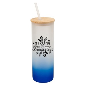 Elanze Designs Strong & Courageous Arrow Flowers Wrap-Around Design 25 Ounce Frosted Gradient Glass On-The-Go Coffee Travel Skinny Tumbler Mug Cup, - 1 of 1