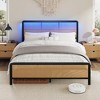 Rattan Full Size Bed Frame with Headboard and Footboard, Boho Bed Frame with Heavy Duty Sturdy Steel Slat Support, No Box Spring Needed, Noise Free - 3 of 4