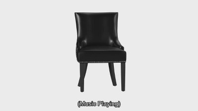 Transitional Black Leather Upholstered Parsons Side Chair