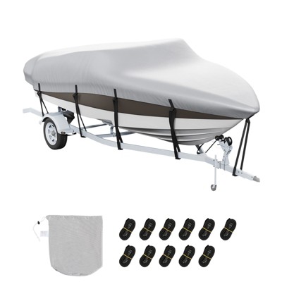 VEVOR Boat Cover, 16'-18.5' Trailerable Waterproof Boat Cover, 600D Marine Grade PU Oxford, with Motor Cover and Buckle Straps, Grey
