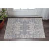 Gray and Silver Abstract Hand Woven Worn Faded Area Rug - 2 of 4