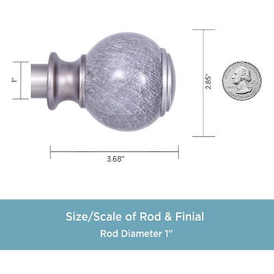 Pewter Telescoping Decorative Curtain Rod with Ball Finials