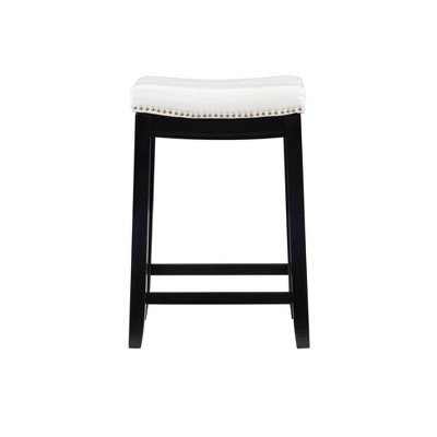 Claridge 51.5'' Black Counter Height Dining Set with White Faux Leather Chairs
