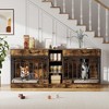 Dog Crate Furniture for 2 Dogs, Dog Kennel Indoor with Storage and Feeding Bowls, Double Dog Crate TV Stand for Small Medium Dogs - 3 of 4