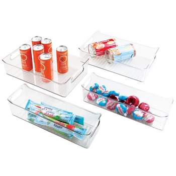 YIHONG Clear Plastic Storage Organizer Bins, 4 Pack Pantry Food Storage  Bins with Handle for Kitchen,Refrigerator, Freezer,Cabinet Organization and