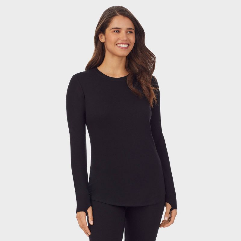Warm Essentials by Cuddl Duds Women's Everyday Comfort Thermal Crewneck Top - Black, 4 of 6