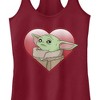 Juniors Womens Star Wars: The Mandalorian Grogu Heart Look Racerback Tank Top - 2 of 4