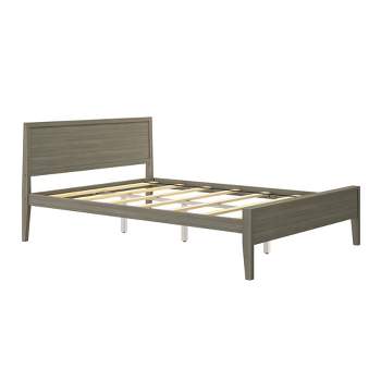 Max & Lily Kids Queen Bed, Solid Wood Bed Frame with Panel Headboard, Wood Slat Support, No Box Spring Needed