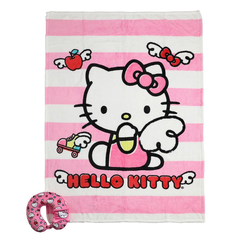 Hello Kitty Adult Travel Set with Neck Pillow, Eye Mask, and Throw Blanket - Adorable Comfort for Hello Kitty Fans on the Go!, 2 of 7