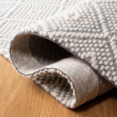 Ivory Hand-Knotted Wool Square Area Rug 3' x 5'