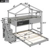 Twin over Full House Bunk Bed with Storage Stairs and Blackboard, House-shaped Bunk Beds Frame with Roof and Window for Kids - 2 of 4