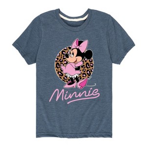 Girls' - Disney - Minnie Leopard Print Short Sleeve Graphic T-Shirt - 1 of 4