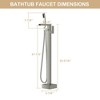 Freestanding Bathtub Faucet Waterfall Tub Filler Brushed Nickel Floor Mount Brass Bathroom Faucets with Hand Shower - 3 of 4