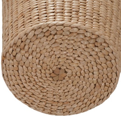 Natural Cattail Woven Cylindrical Waste Basket