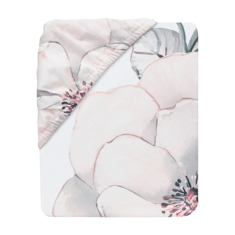 Lambs & Ivy Signature Botanical Baby Watercolor Floral Cotton Crib Sheet- White, 3 of 6
