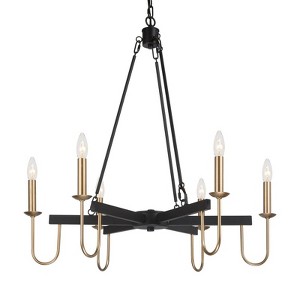 LNC Camerena 6-Light 28" Modern Candle Large Chandelier,Good and Matte Black - 1 of 4