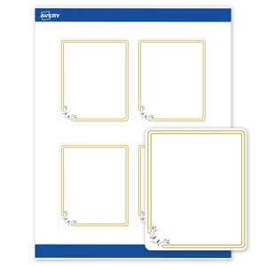 Avery 4" x 3-1/3" Labels, Gold Double Border with Florals, 40 ct - 1 of 4