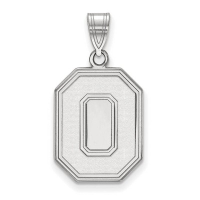 Black Bow Jewelry 10k White Gold Ohio State Buckeyes NCAA Large Pendant