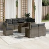 vidaXL 9 Piece Patio Sofa Set with Cushions Gray Poly Rattan - 2 of 4