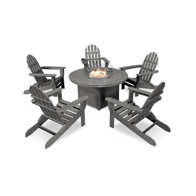 Slate Grey Round 48" Gas Fire Pit Table with Glass Wind Guard