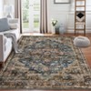 9 x 12 ft Polyester Blue Brown Rectangular Indoor Bedroom Living Room Floral Print Vintage Machine Washable Area Rug - 3 of 4