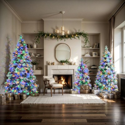 NicBex 4ft Prelit Snow Flocked Artificial Christmas Tree with 170 Branch Tips, 17 Pinecones and 120 Lights for Indoor Decor