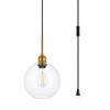 Elegant Lighting Emett 1 light Brass and Clear glass plug in pendant - 3 of 4
