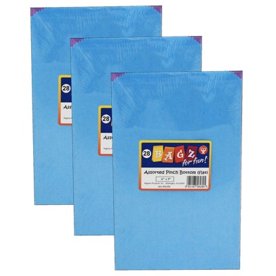 Hygloss Gusseted Flat Bottom Paper Bags, Size #6, Bright Assorted