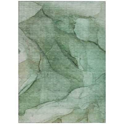 Green And Sage Abstract Washable Indoor Outdoor Area Rug