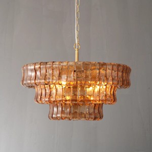 24" 4-Lights Luxury Large Tiered Round Smoke Glass Chandelier - 1 of 4