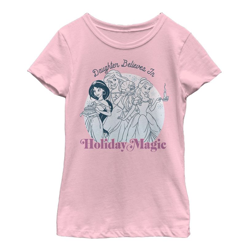 Girl's Disney Princesses Christmas Daughter Belives in Magic T-Shirt, 1 of 4