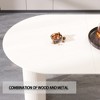 Gulches 63 Inches Cream White Dining Table 4-8 People MDF Irregular Side Table Thick Wave Round Legs Modern Elegant Kitchen Home Table - 3 of 4