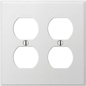 Amerelle PRO 2-Gang Stamped Steel Outlet Wall Plate, Smooth White - 1 of 1