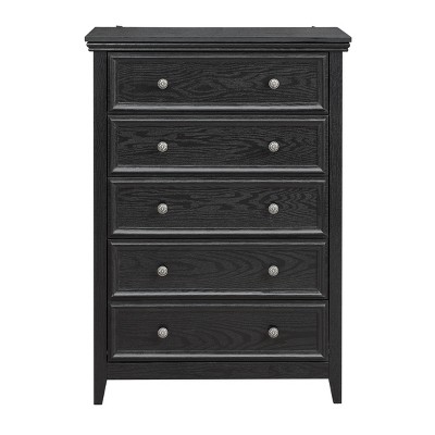 Vynxaria Modern 5-Drawer Dresser in Black - Chest of Drawers and Closet Organizer for Living Room and Storage Solutions