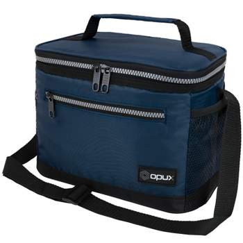 MIER Large Insulated Lunch Bag Cooler Tote Dual Compartment, Blue