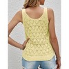Womens Pointelle Knit U Neck Tank Tops Sleeveless Milanese Knit Sweater Tunic Blouse - 3 of 4