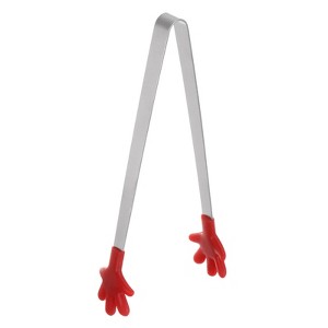 Unique Bargains Stainless Steel Silicone Tips Hand Shape Kitchen Cooking Food Tongs - 1 of 4