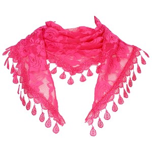 INSPIRE CHIC Lace Rose Floral Tassel Mesh Triangle Head Covering Mantilla Scarves 1Pc - 1 of 4