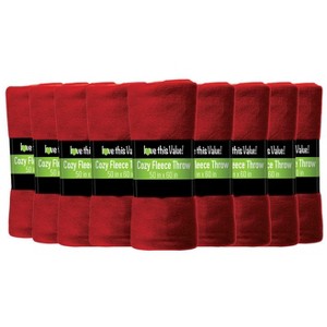 Lexi Home Fleece Throw Blankets, Red - Set of 12 - 1 of 1