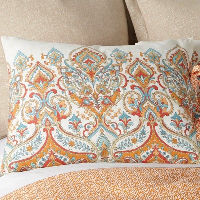 Full White Cotton Regal Pattern Duvet Set