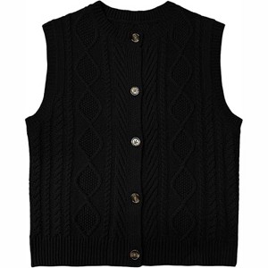 Clearlove Kid Girls Sweater Vest Sleeveless Button Down Knit Cardigan School Uniform Sweater Vest Top - 1 of 4