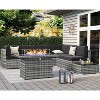 LayinSun 8 Piece Patio Furniture Set with 44" Propane Gas Fire Pit Table, Outdoor Sectional Conversation Set Wicker Rattan Sofa Set - 2 of 4