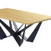 HomeRoots 79" Natural and Black Wood and Metal Trestle Base Dining Table - 4 of 4