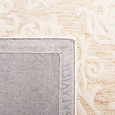 Handmade Gold and Ivory Floral Wool Tufted 4' x 6' Rug