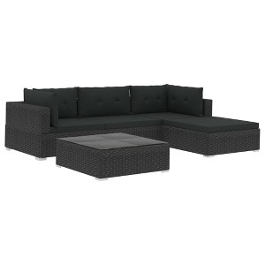 vidaXL Patio Lounge Set Set of 5 Black PE Rattan Modular - 1 of 4
