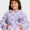 Girls' Stitch and Angel Woobie Hooded Zip-Up Sweatshirt - Purple - 2 of 4
