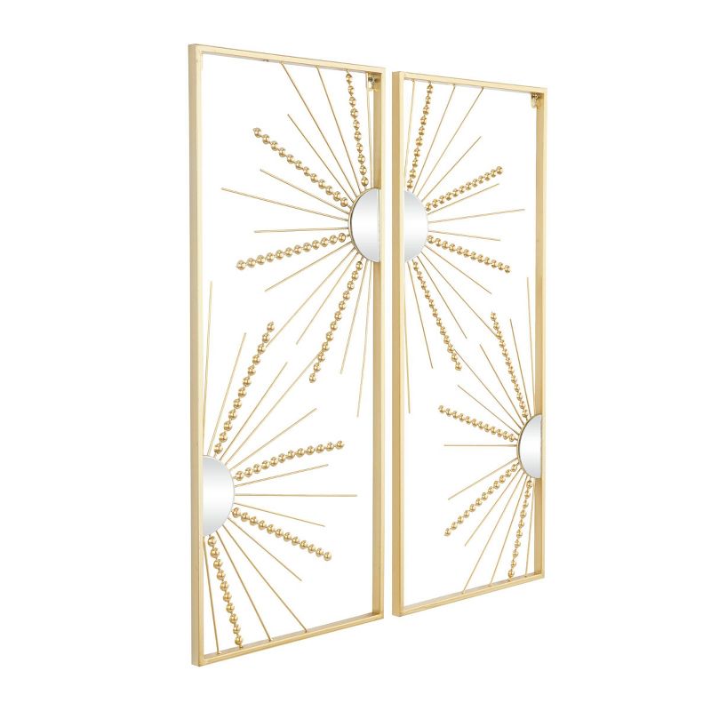 Set of 2 Geometric Half Moon Mirror Wall Decors with Gold Frame - CosmoLiving by Cosmopolitan, 2 of 6